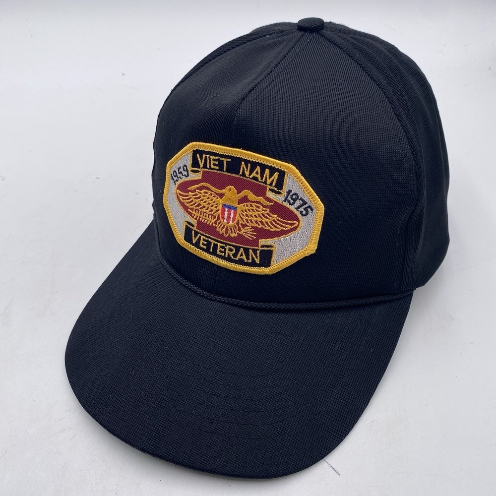 Vietnam Veteran Hat Adjustable Black  Embroidered‎ Patch  VGC